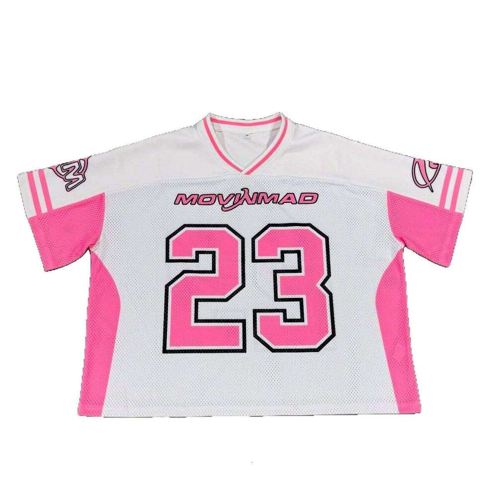 American style football suit, spicy girl sports style, contrasting color print, digital casual lazy loose T-shirt, unisex top