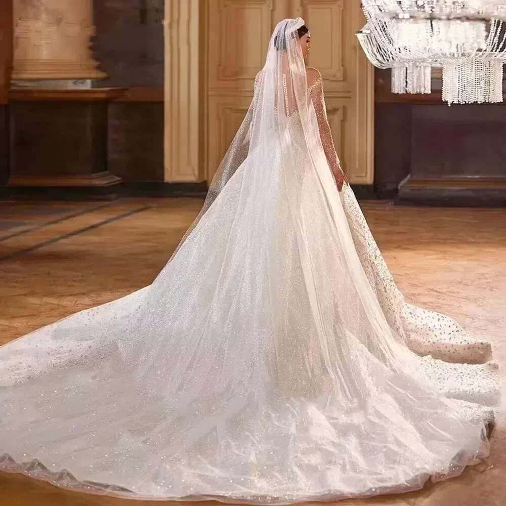 Exquisite of the bride rhinestone sequins lace wedding big size custom color novia dresses