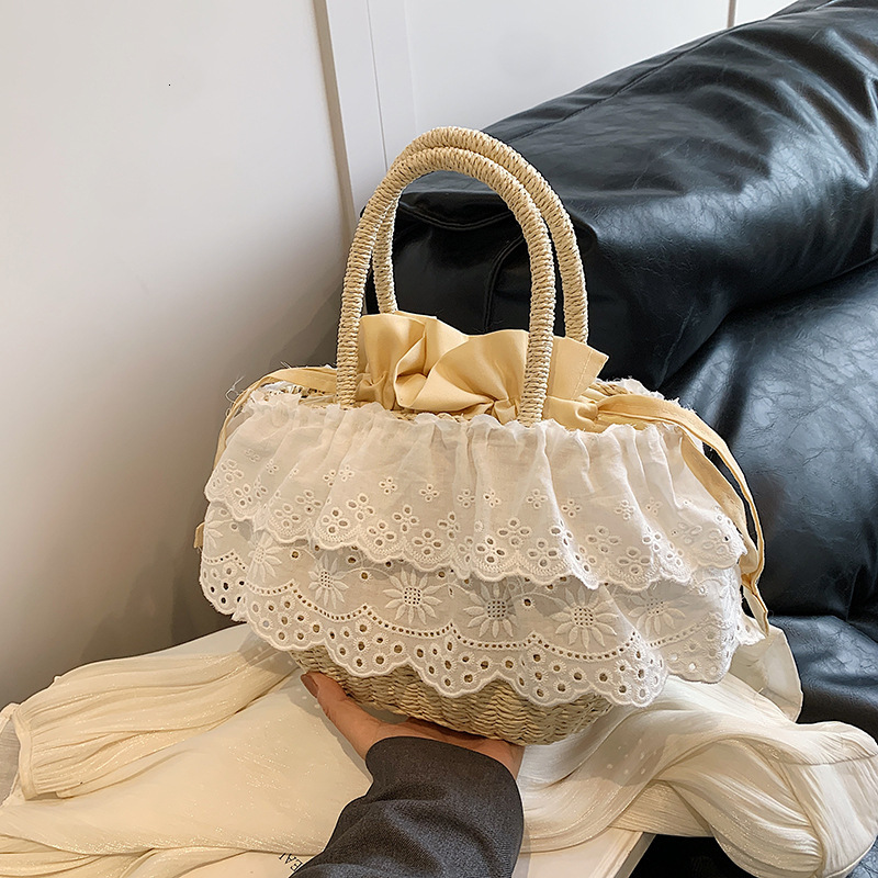 Weaving straw woven for women 2025 new summer versatile single shoulder beach vacation bag, high-end water bucket bag #swissmilitary