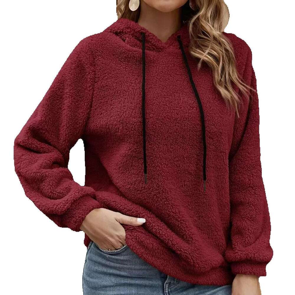 Europe And America Fall/Winter New Style Classy Knitted Solid Color Hooded Sweatshirt