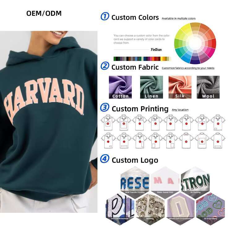 Wholesale Manufacturer Embroidered Knitted Emed Hoodie Sweatshirts Set Custom Print High Quality Women Hoodies