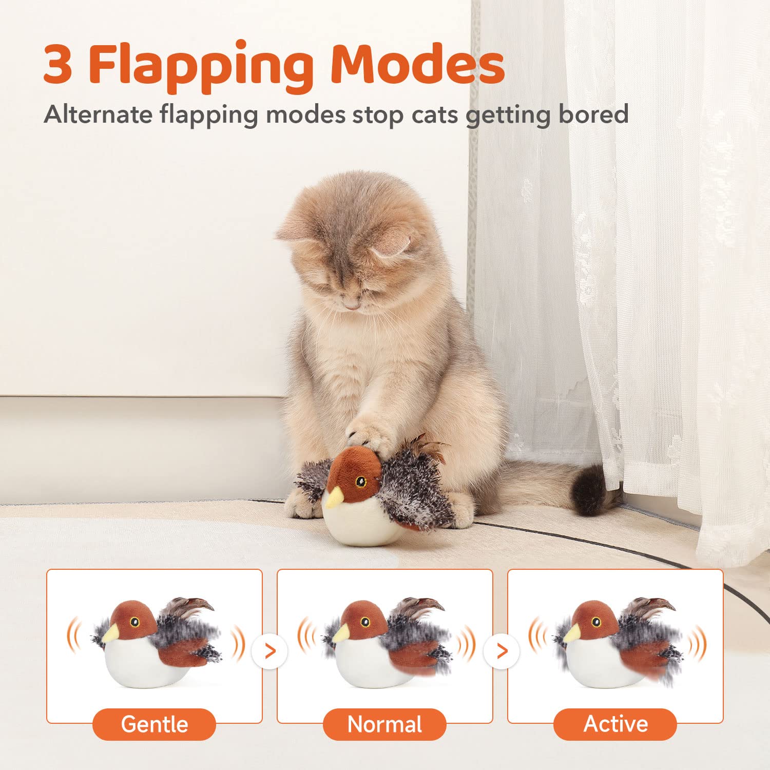 Cat Toys Rechargeable Flapping Bird Sparrow,