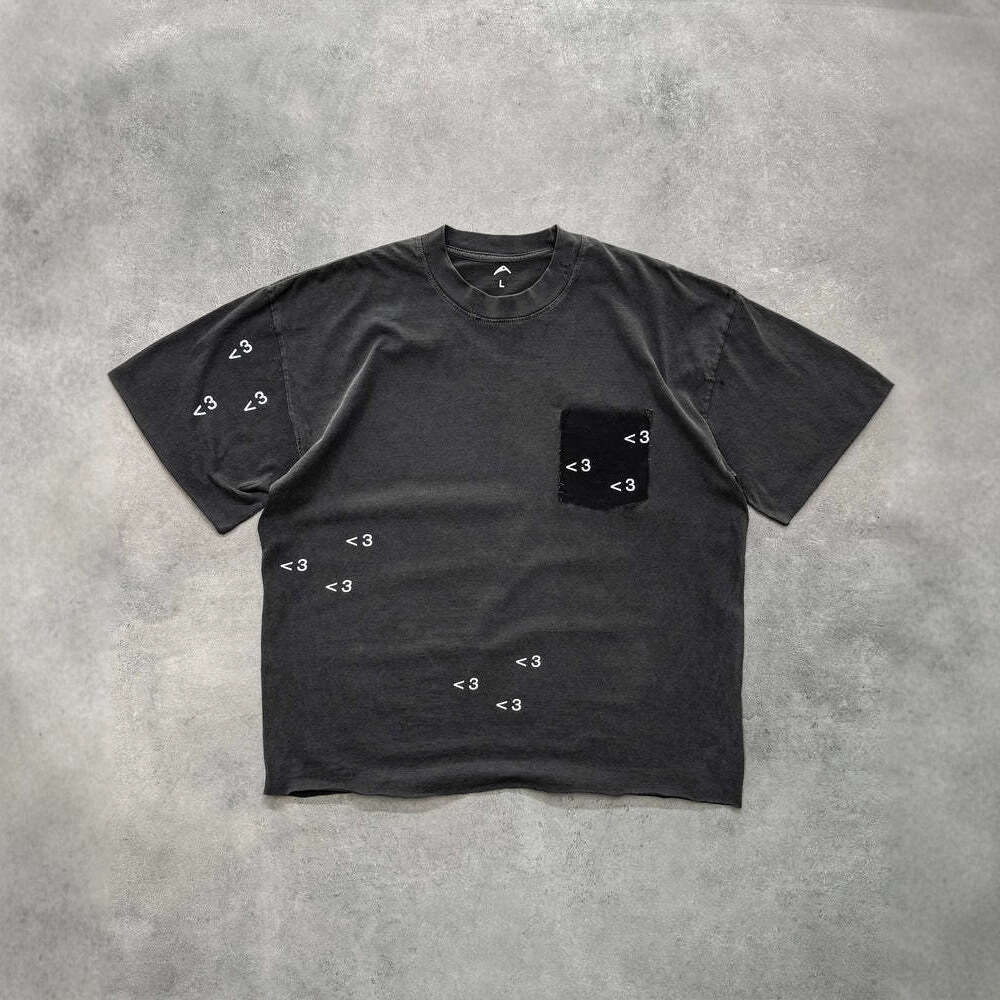 New loose letter men's women's t-shirts printed with washed and worn short sleeves, personalized for street couples, same style
