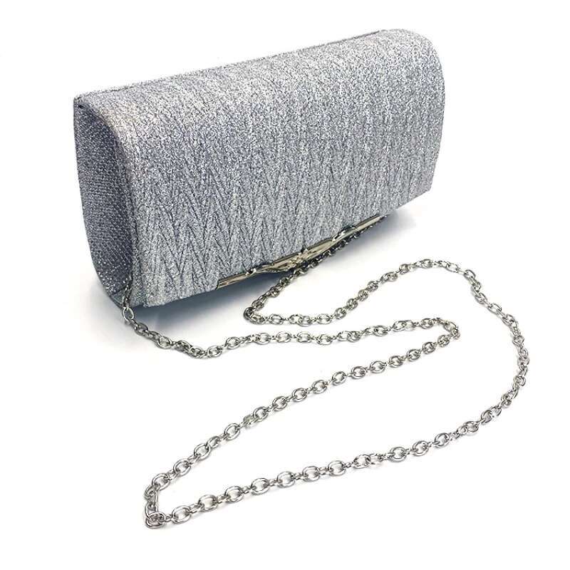 Evening Glitter Wedding Clutch Fashion Ladies Shoulder Crossbody Bag Chain Sequins Decoration PU Material