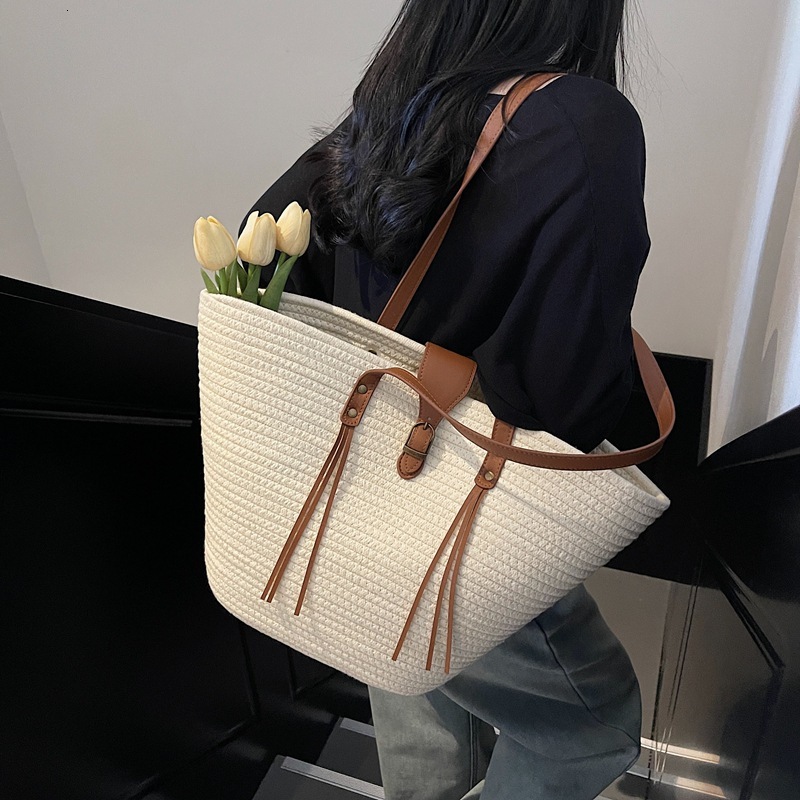 Straw for women 2025 new leisure vacation beach woven shoulder large capacity commuting tote bag #swissmilitary