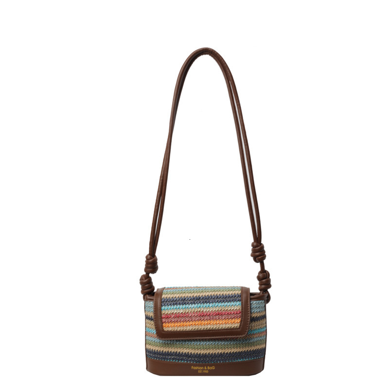 Seaside vacation 2025 summer new women's woven with fresh feeling crossbody fashionable rainbow color western-style small bag #swissmilitary
