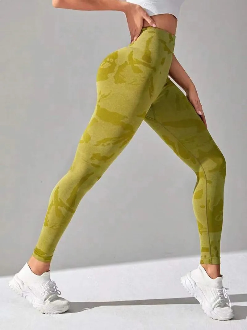 Camo Leopard Seamless Leggings Women Sport Yoga Pants Knitted Workout Fitness Gym Scrunch Leggings Active Running Wear 250226