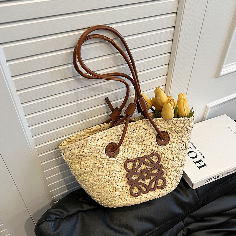 New 2025 vacation woven for women's spring and summer simple leisure beach bag, high-end fashion shoulder bag #swissmilitary