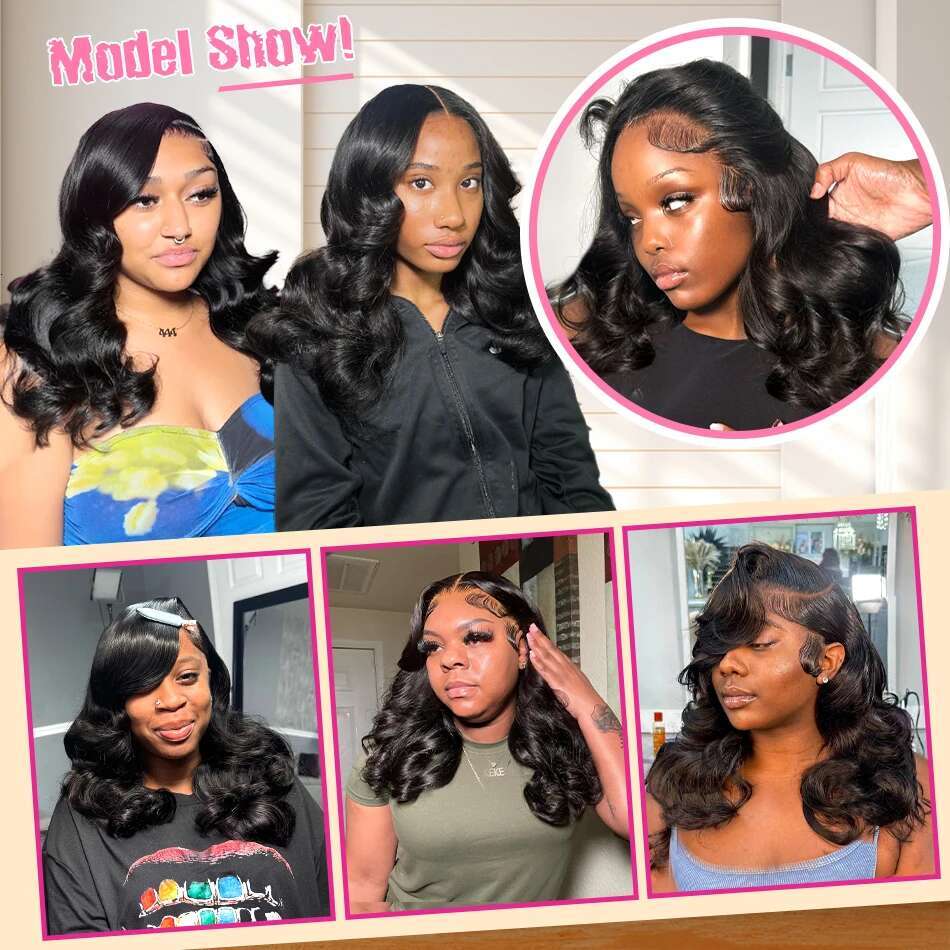 Brazilian Body Short Bob 13x6 HD Frontal 13x4 Transparent Front Human Hair Wigs Water Wave 5x5 Lace Closure Wig