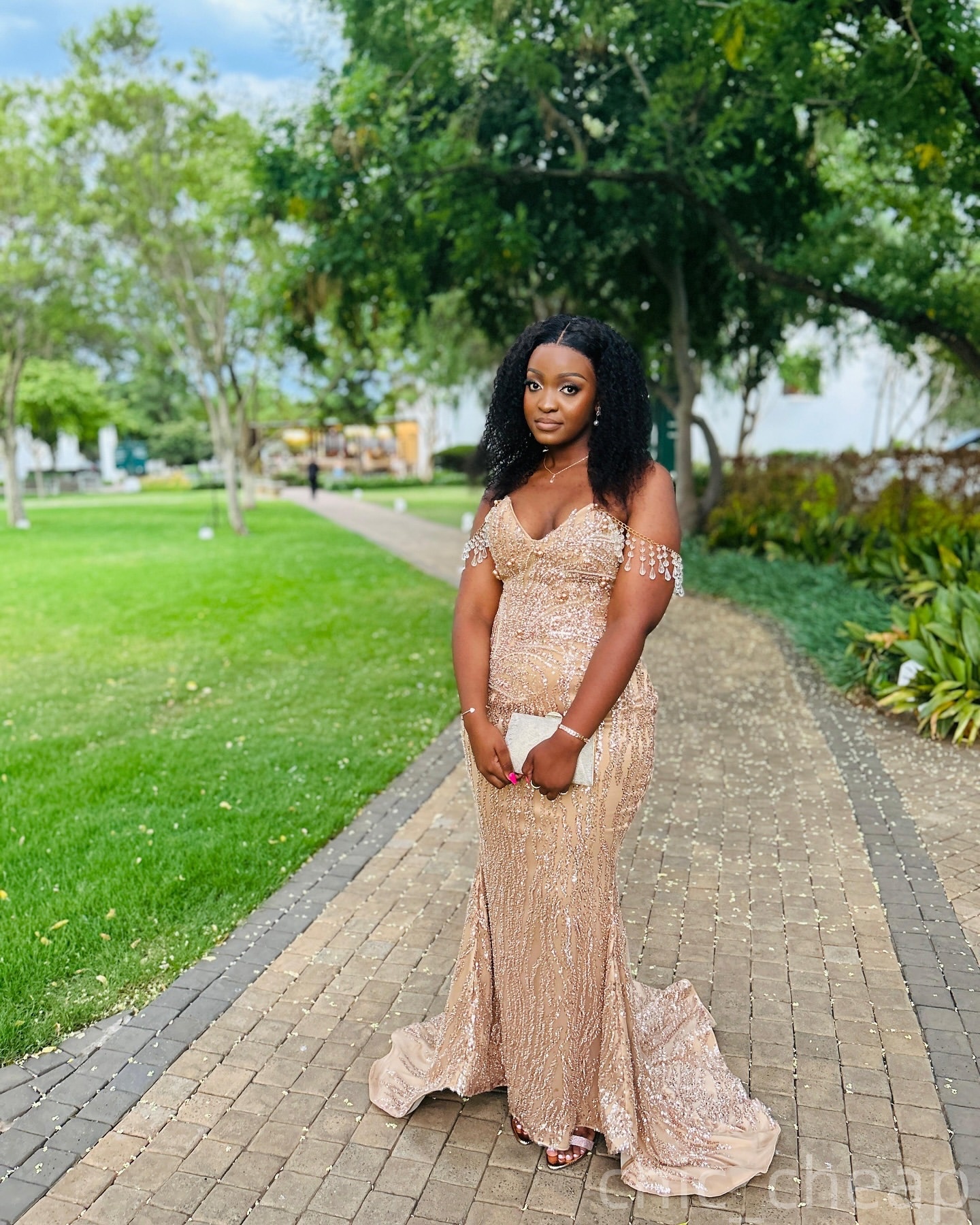 Gold Illusion Mermaid Prom Dresses 2025 Sequined Pearls Crystals Evening Formal Party Second Birthday Engagement Gowns Plus Size Dress For Special Occ