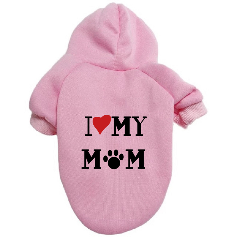 Comfortable Dog Hoodie: Soft, Lightweight Puppy Clothes Coats for Small Medium and Large Dogs, Highlighting The Heartfelt 'I LOVE MY MOM' Sl
