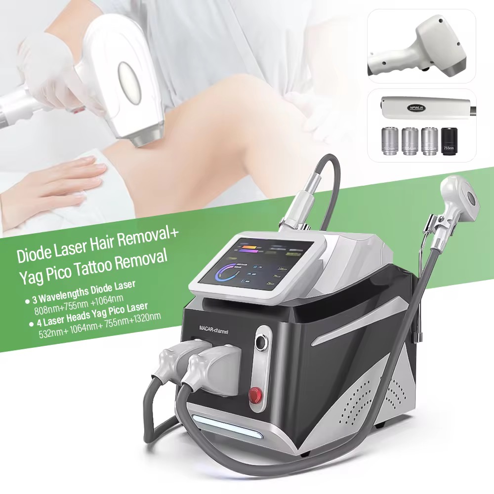 Portable 808 Diode Laser and Pico 2in1 Laser Beauty Machine for Hair Removal & Tattoo Removal