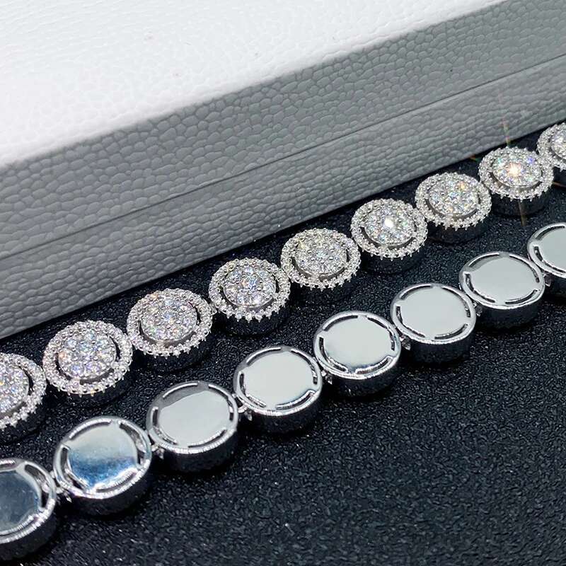 10mm Iced Moissanite Dia Cuban Tennis Chain Bracelet for Women Sterg Sier Plated Rhodium Fine Jewelry Pass Tester