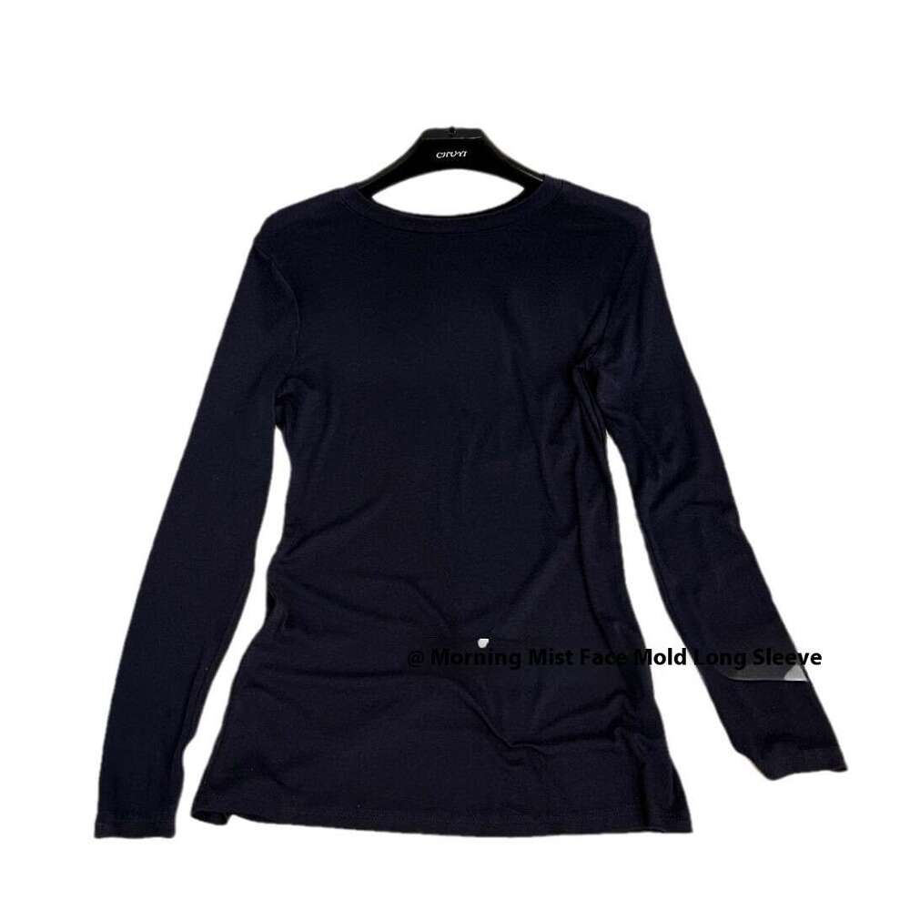 Early Autumn New Style Tiansi Navy Blue Facial Mask Feeg Long Sleeved Base Coat For Women Slim Top Lazy