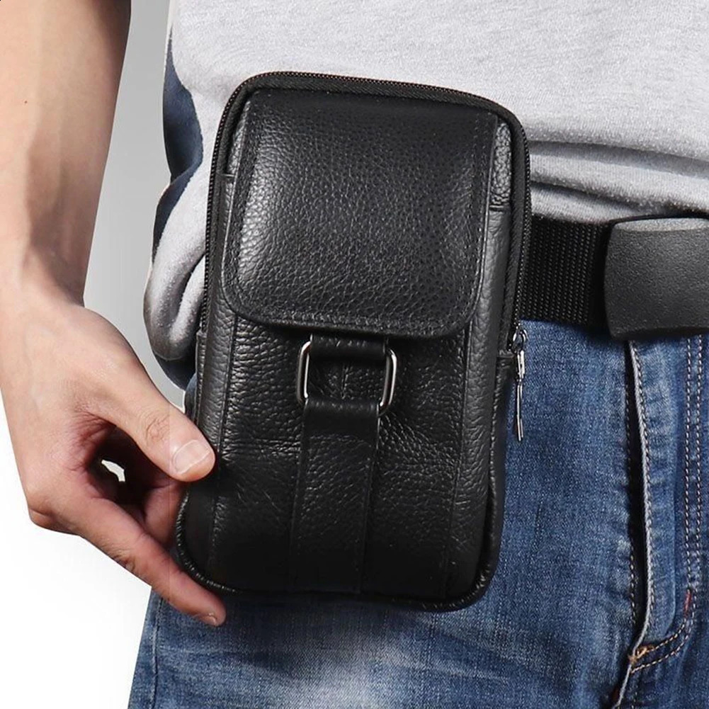 Mens messenger bag denim leather mens phone mini wallet travel waist multiple pockets pocket 250326