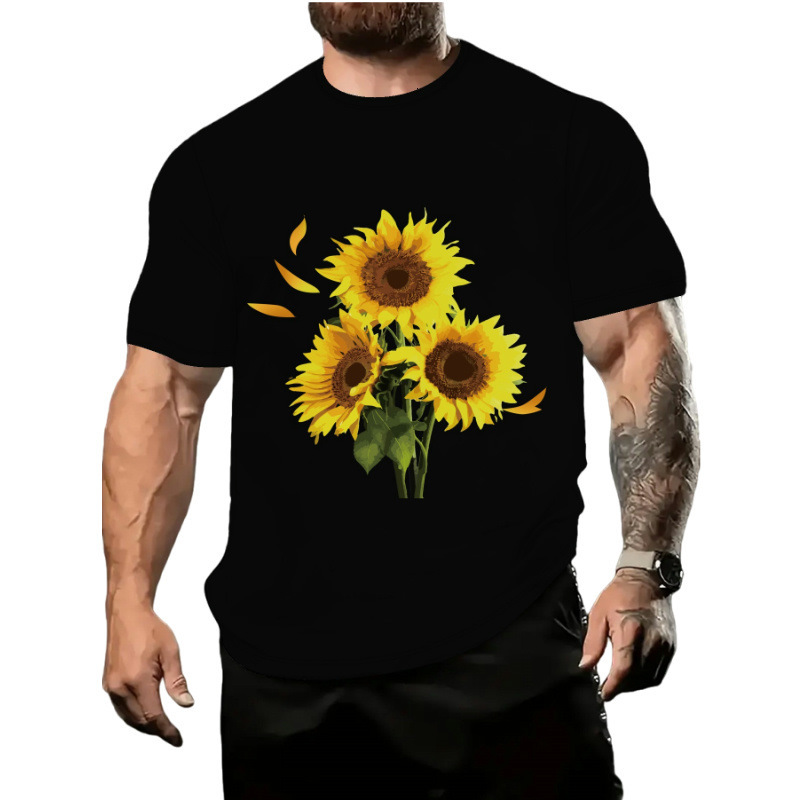Designer Fashion 3D Digital Printing Overseas Leisure Breathable Loose Men's Round Neck T-shirt Fashion Trend Versatile Free Shipping
