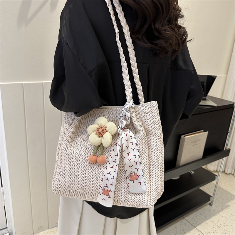 2023 Summer New Beach Vacation Tote Fashionable Casual Shoulder Women, Small and Simple Grass Woven Bag for Women #swissmilitary