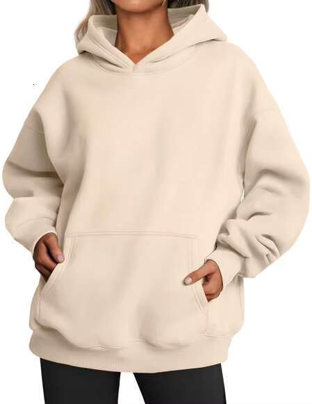 2025 Women's Autumn And Winter New Solid Color Loose Hooded Long-Sleeved Hoodie