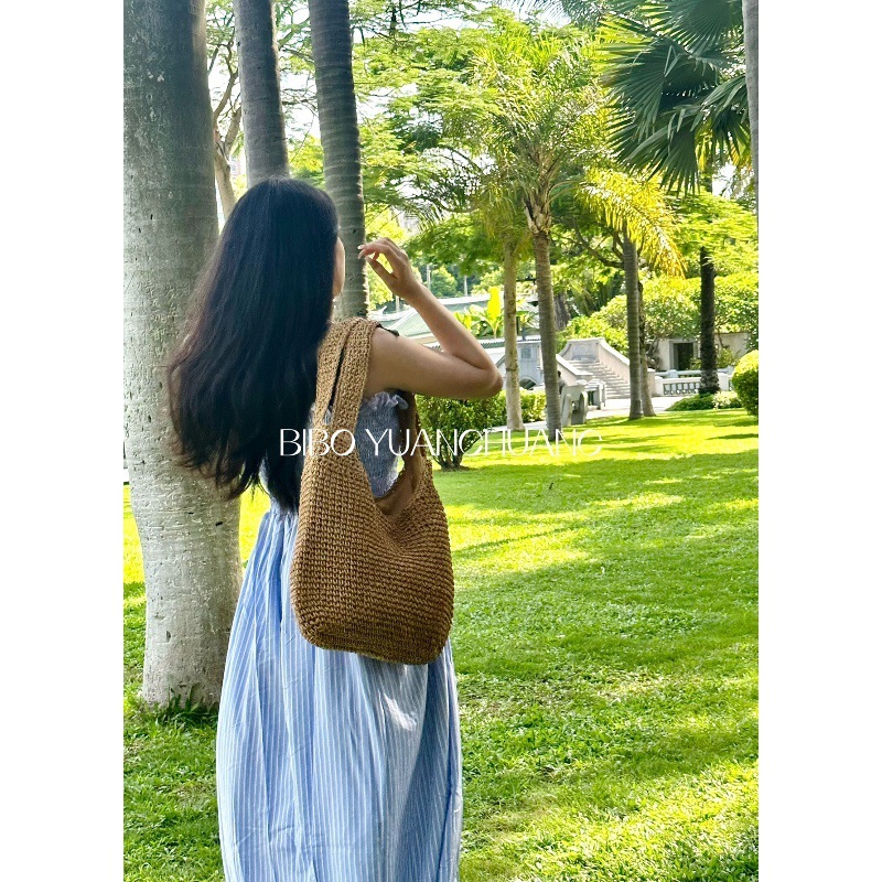 Summer seaside vacation hollow grass ins large capacity handbag beach rattan woven bag for women #swissmilitary