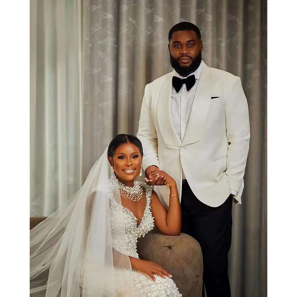 Custom 2025 Arabic Mermaid the beads fringed illusion long sleeves plus size wedding dresses