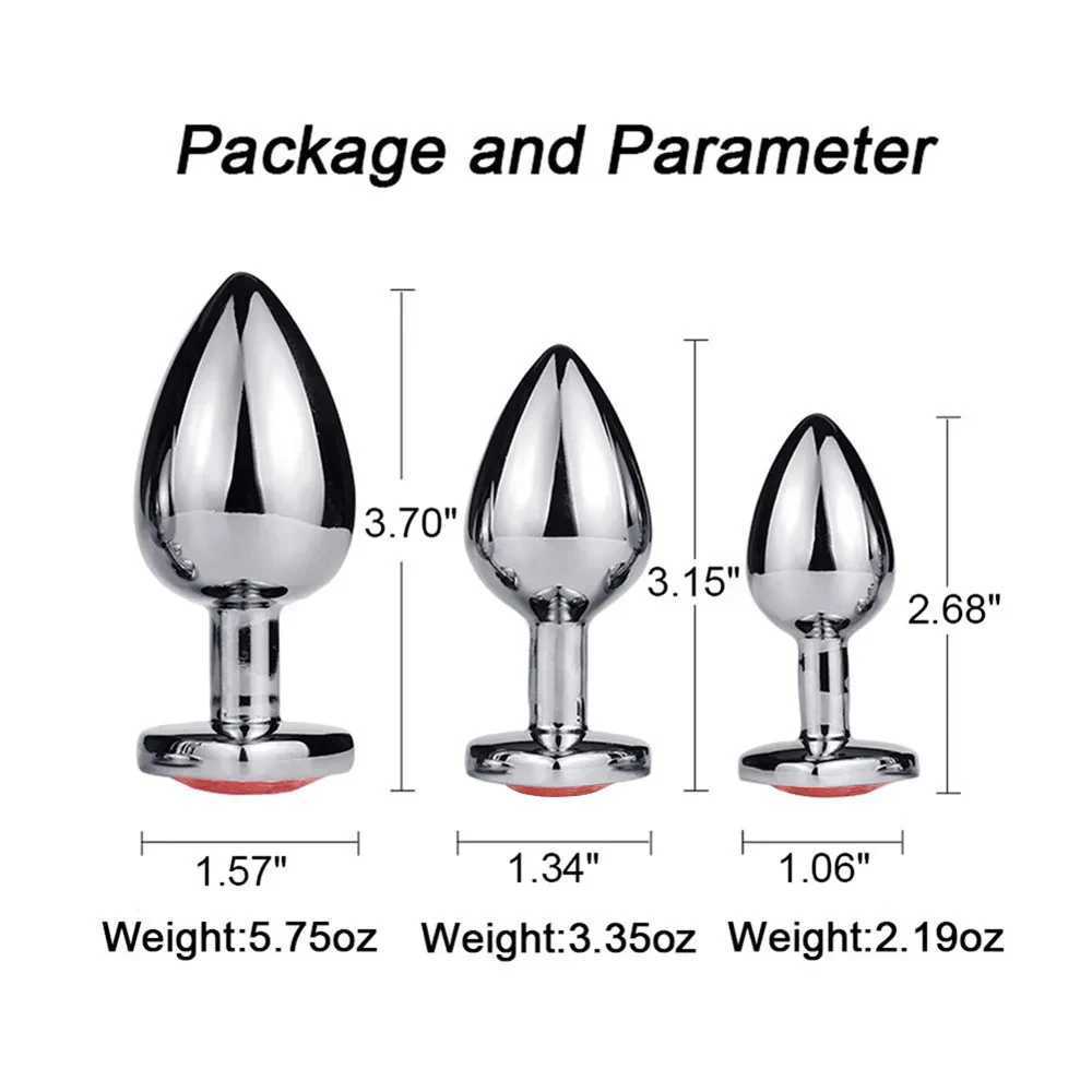 Anal Plug 3 Sizes Heart Metal Crystal Anal Plug for Women Removable Stainless Steel Butt Plug Men Stimulator Anal Sex Toys Dildo W250618