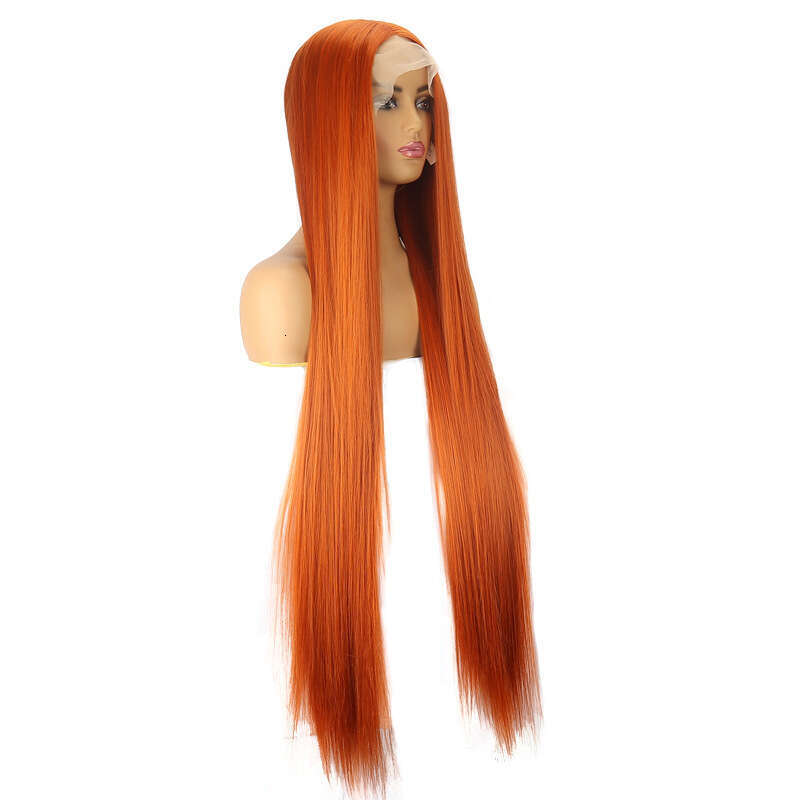 HD Front Lace Wig Front Lace Wig Women S Hand Hook Long Straight Synthetic Headband Lace Wig Ginger Orange Inches