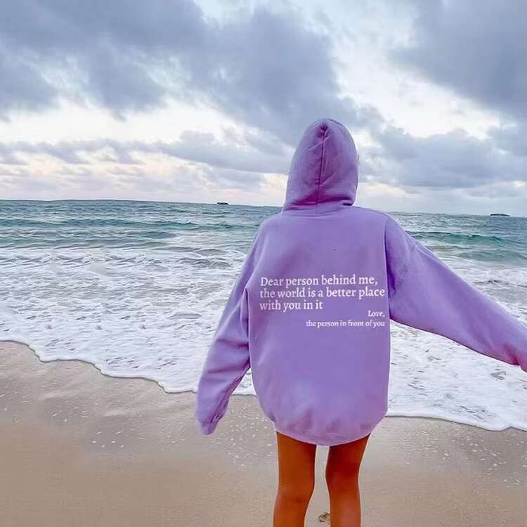 2023 Hot Sale Oversized Plain Women's Letter Print Sweatshirts Custom Dear Person Behind Me Hoodies