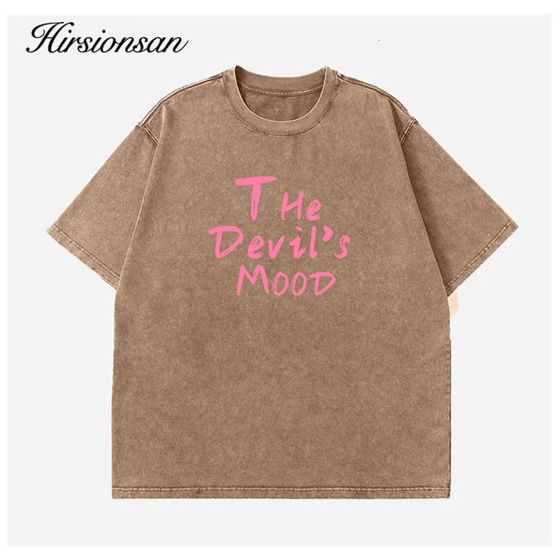 Hirssionsan Pickled Tshirt Womens Retro Cotton Street Clothing Soft Mineral Girls Loose Letter Printed Top Y2k 250226
