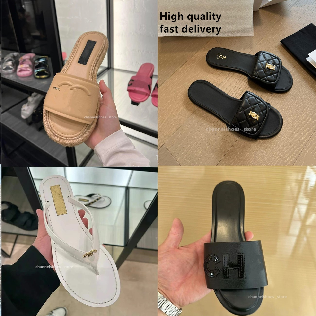 2025 P Brand Designer Summer Classic Fashion Women Slippers Leather torys Beach Quilted Flats Slide Sandals chan Flaps Tories Miller Shoes cha