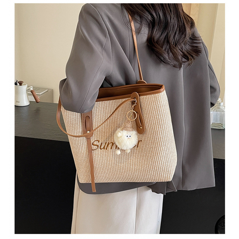 Summer beach vacation straw woven for women large capacity shoulder bag, fashionable commuting tote bag #swissmilitary