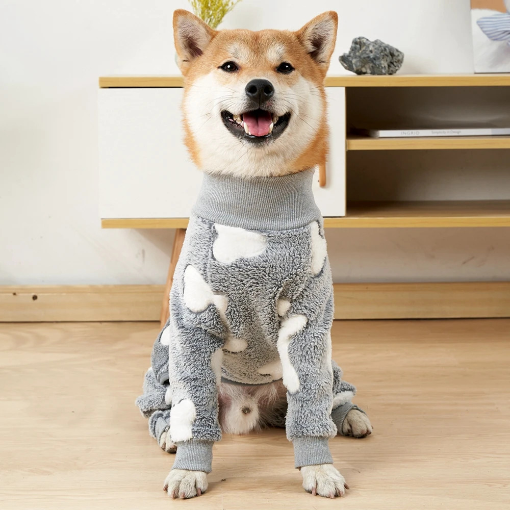 Four Legs Dog Pajamas Puppy Fleece Winter Warm Dog Jumpsuit Cute Pet Clothes Onesies For Medium Large Dogs Labrador Coat 250226