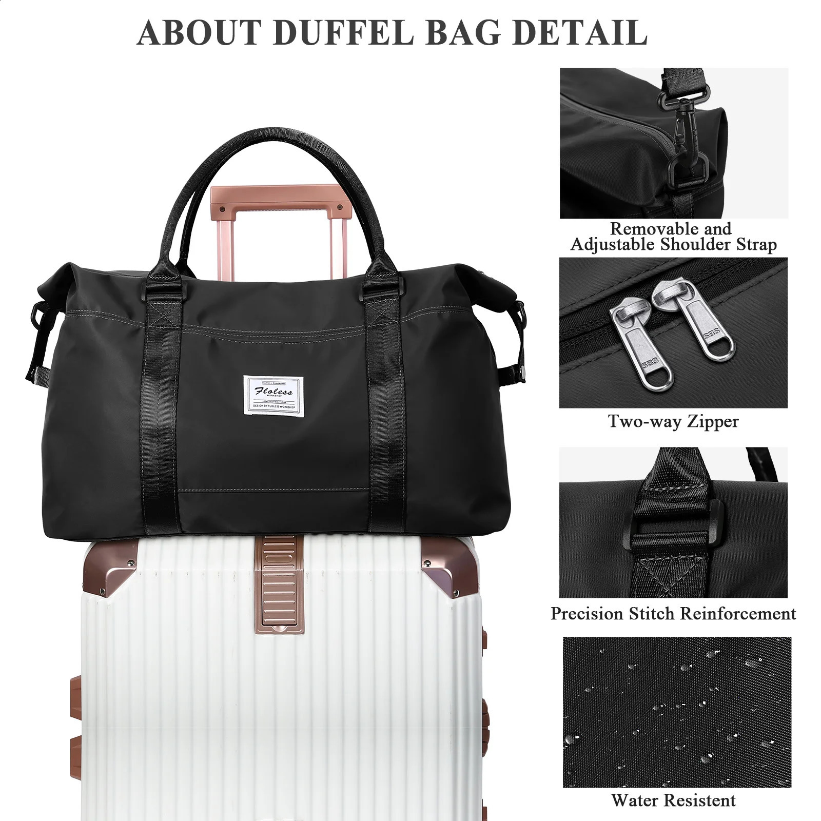 Ship from US Travel Duffel Bag Weekender Bags for Women Men Overnight Gym Carry On Tote with Wet Pocket Hospital Mom Labor 250303FBB
