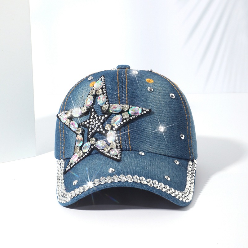 Japan and South Korea with diamonds baseball cap casual wild inlaid diamond duck tongue cap BOSS letters crown decoration cowboy sun hat sub