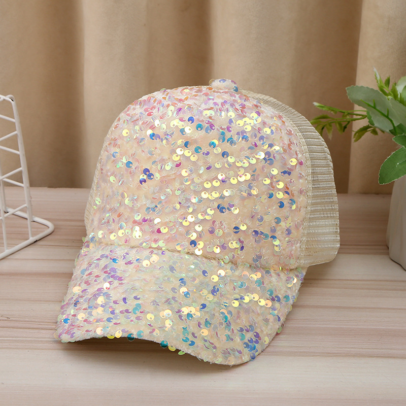 Korean version of the sunscreen sun hat children gradient sequins duck tongue hat ins tide hundred with baseball cap girls net cap wholesale