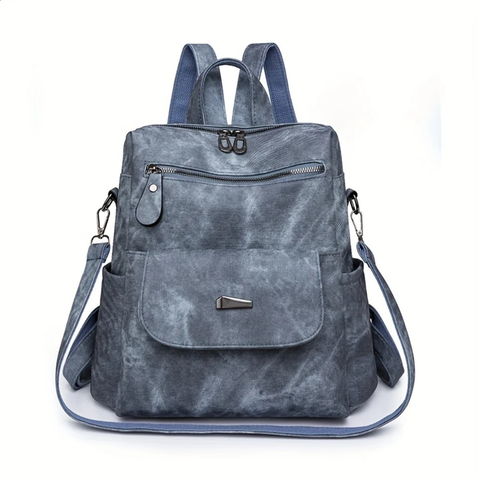 Ship from US Vintage PU Leather Backpack Purse Stylish TwoWay Bag for Women Teens Spacious Versatile Daypack Travel Work Scho 250304FBB