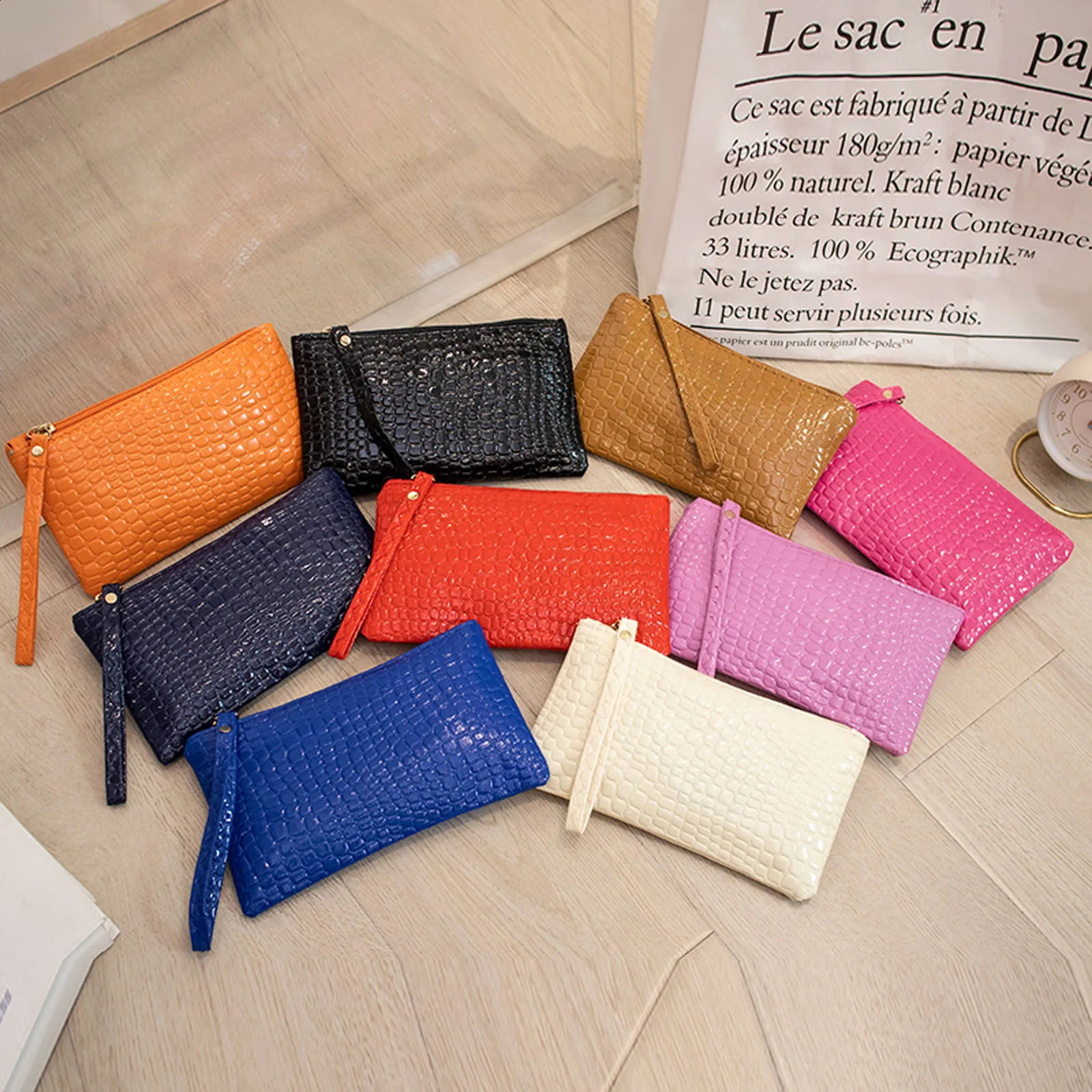 Ship from US Checkbook Wallets For Women Fashion Artificial Leather Solid Color Underarm Bag Phone Envelope Ultra Slim Mens Wallet 250228FBB