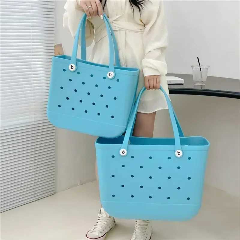 L/XL Beach Sac Bag Summer EVA Waterproof Travel Storage Basket Large Rubber Shoulder Handbag Women Shopping Beach JellyC250228