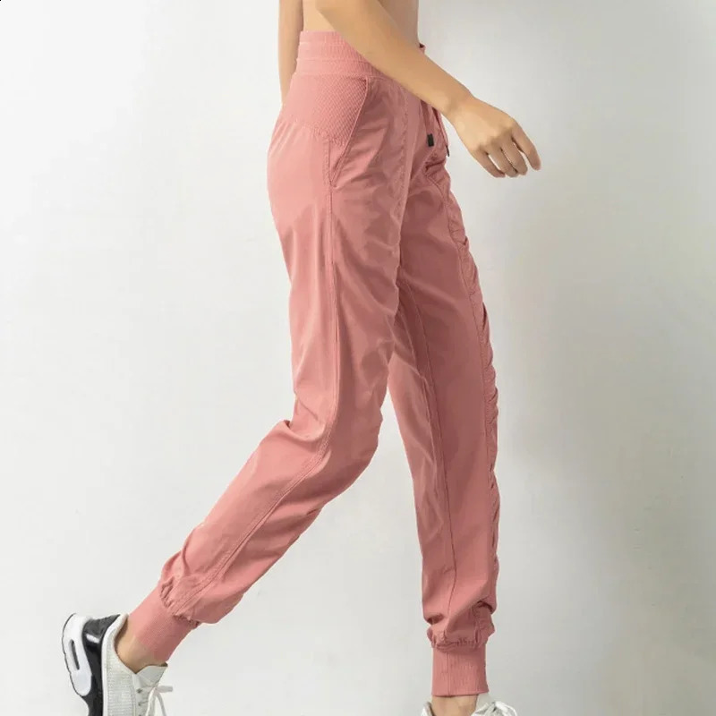Sweatpants Fabric Drawstring Running Sport Joggers Women Quick Dry Athletic Gym Fitness with Two Side Pockets Exercise Pants 250226
