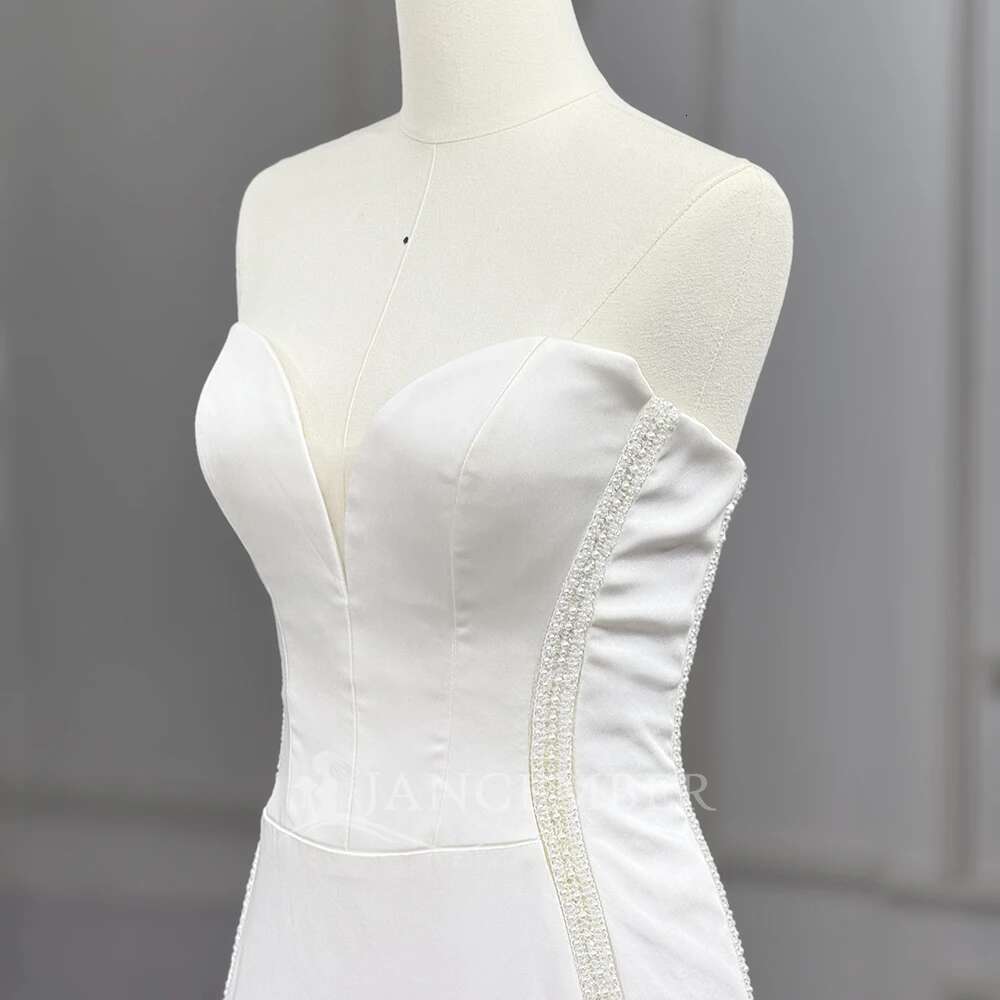 The Mermaid Sexy Female Wedding Formal Sleeveless Elegant Pleated Satin Custom Dresses