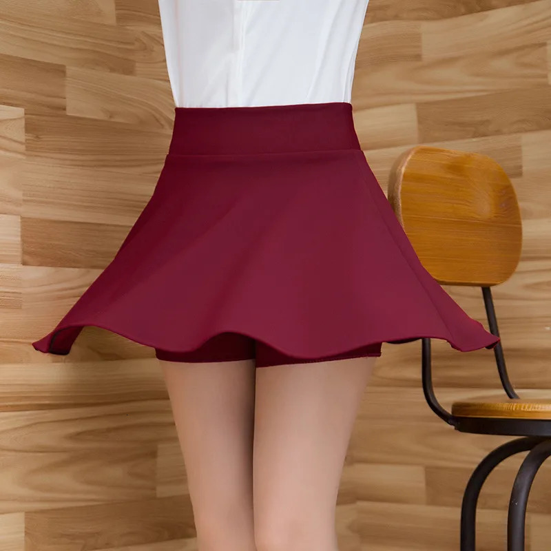 Womens Plus Size Basic Versatile Stretchy Flared Casual Mini Skater Skirt Kawaii Harajuku Korean Style Tennis Skirts 250227