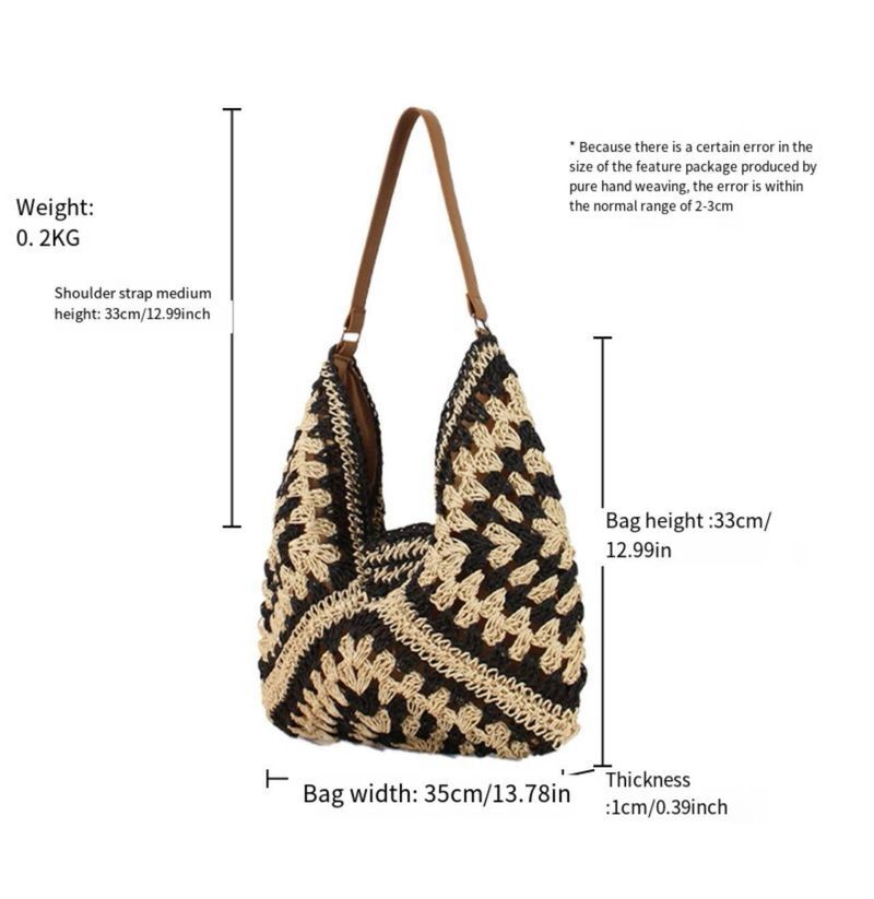 Designer Women's Hollow Out Knit Tote Handbags Crochet Shoulder Bag