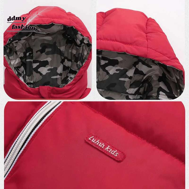 Ddmyshoesvip Children S Winter Camouflage Down Cotton Jacket For Boys Aged Girl S Fashion Double Sided Padded Coat Kids Hooded Outerwear