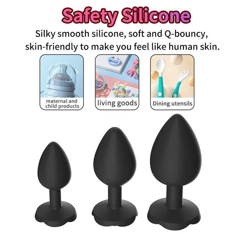 Bdsm Soft Silicone 3 size Anal Plug Rose Sex Toys for Woman Female Anal Butt plug Sexy Kit Adult Goods Toys Man Gay Adult GameW250228