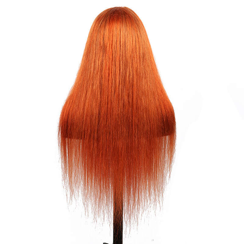 HD Front Lace Wig Hand Woven Front Lace Wig For Women With Long Straight Hair And Real Hair Lace Human Hair Orange Headband