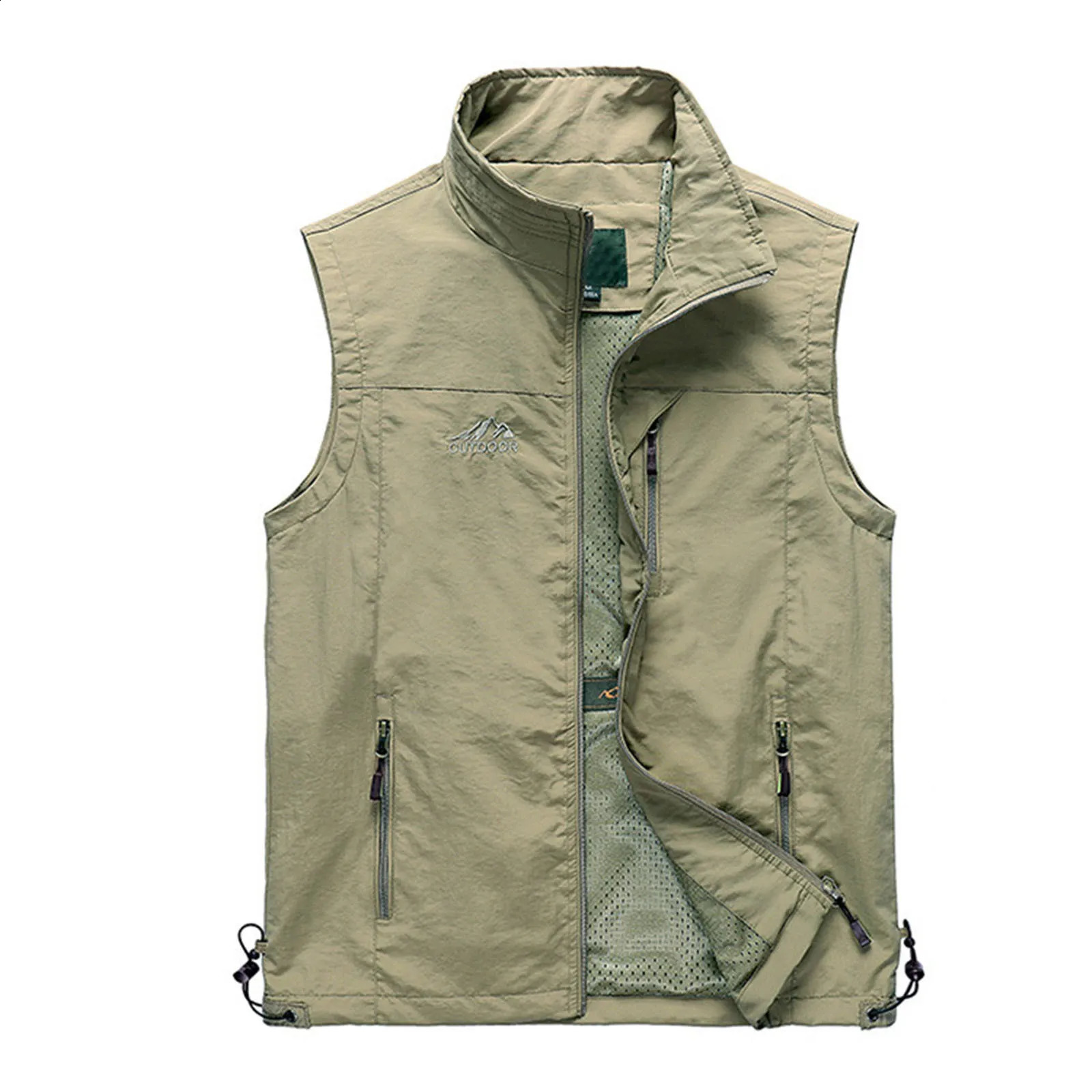 Soild Vest For Mens Leisure Travel Fishing Outdoor Work Jacket Casual Waistcoat With Pocket Zipper Breathable Outwear Chalecos 250228Z