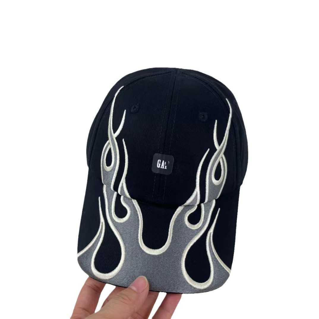 Ball Caps Flame Baseball Hat Duck Tongue Hat Men and Women Street Trendy People Versatile Personality Hip Hop Big Head Circumstance Show Thin Temperam