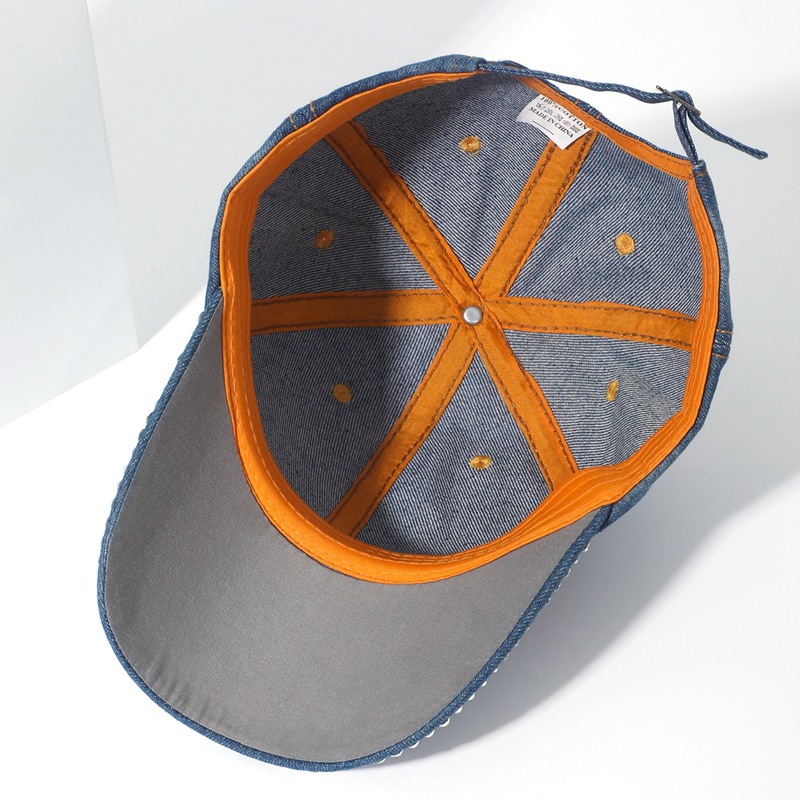 Soft top cowboy baseball cap female ins tide ladies fashion sunscreen rhinestone duck tongue hat summer hundred with sunshade hat