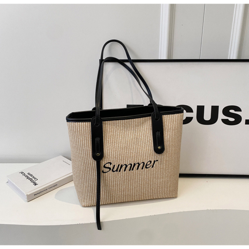 Summer beach vacation straw woven for women large capacity shoulder bag, fashionable commuting tote bag #swissmilitary