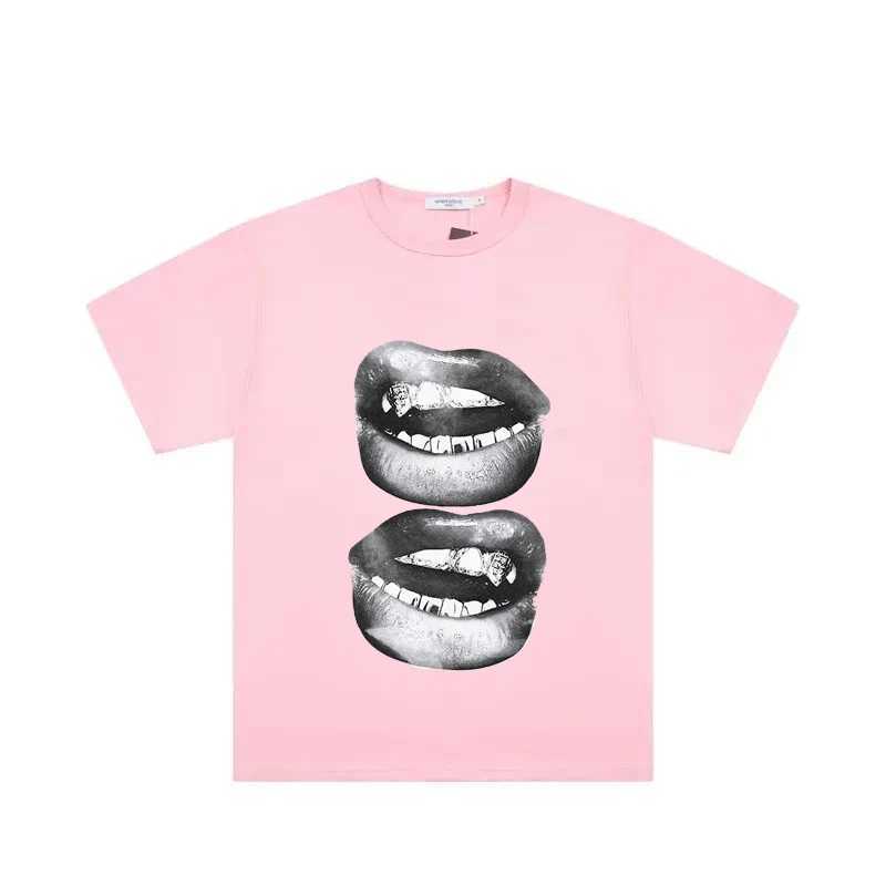 Retro Simple Sexy lips Print Summer Cotton T-Shirt Fashion Men Clothing Fashion Tops Tees Men Casual Solid Color Streetwear TopsT250227