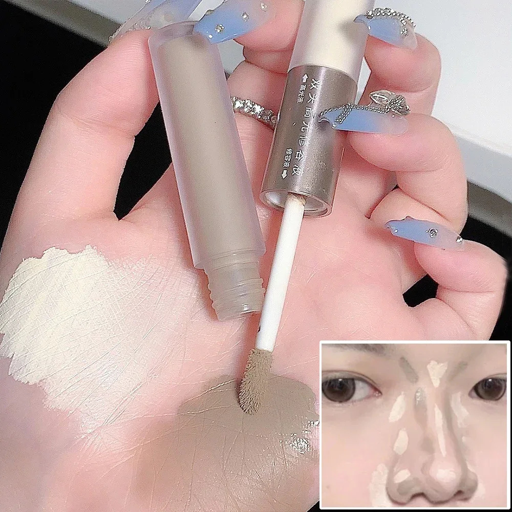 2 in 1 Brown Bronzer Contouring Stick Waterproof Liquid Texture Highlighters Shadow Pencil Face Brightening Cosmetics 250219
